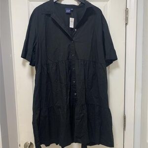 GAP Tiered Mini Shirtdress - Black XXL